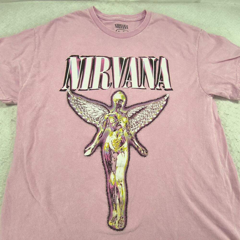 Nirvana In Utero Band Crew Neck Graphic Shirt Adult Mens Size Large L Pink